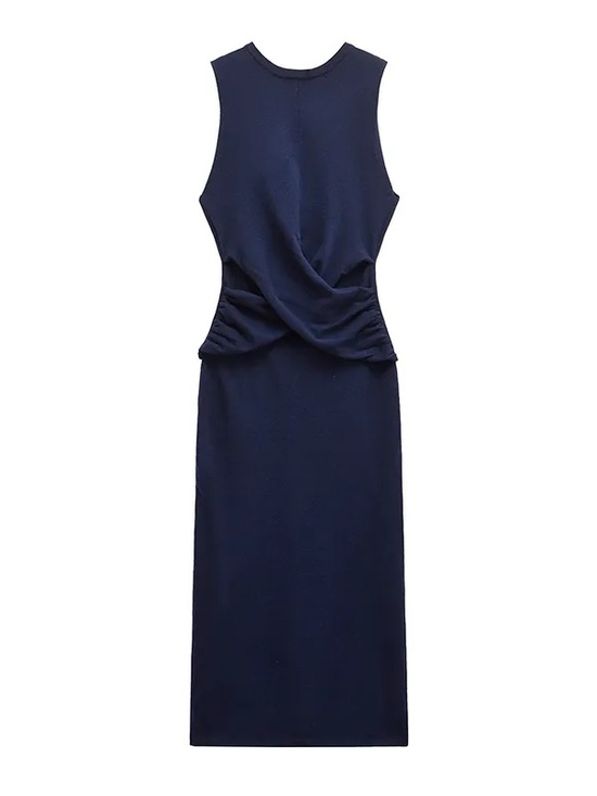 Zara Dresses & Skirts - NWT Zara Navy Blue Twist Front Sleeveless Midi Dress Size Small